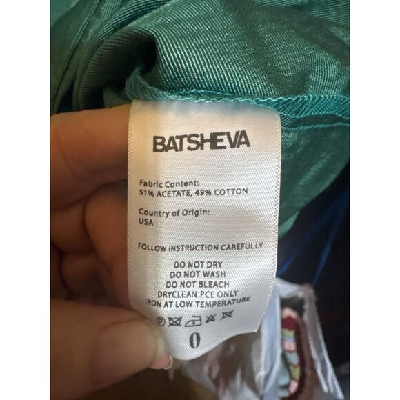 Tuckernuck Batsheva Tate Mini Dress Green Puff Sleeve Size 0 Made In USA - Picture 5 of 7